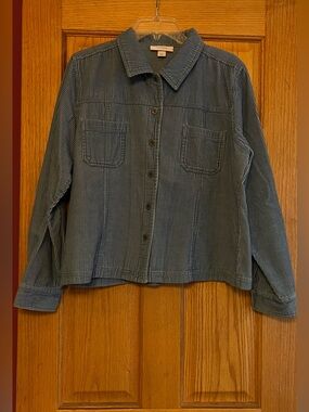 Dress Barn Casual Button Down Coat.  Color Blue. Size Large